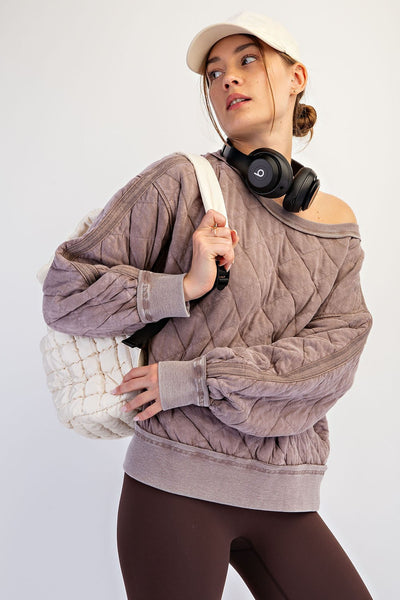 Quilted Off Shoulder Pullover