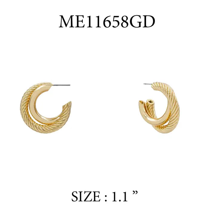 Gold Twisted 1" Hoop Earring