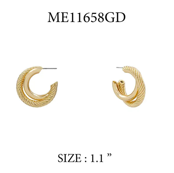 Gold Twisted 1" Hoop Earring