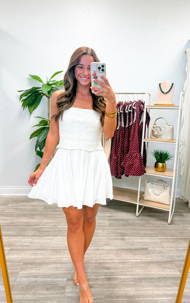 Beaded Strapless Tulle Mini Dress