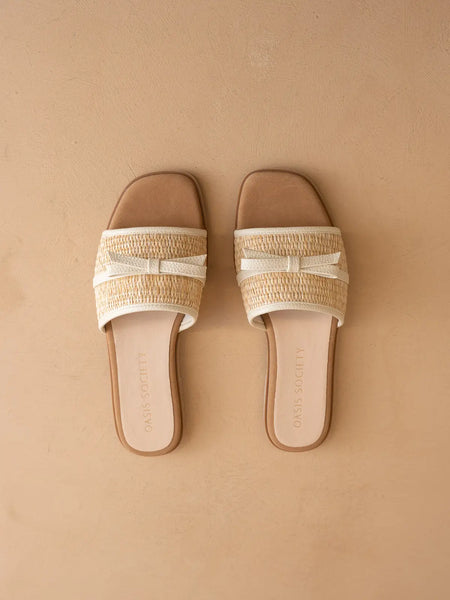 The Andrea Bow Raffia Slide Sandal