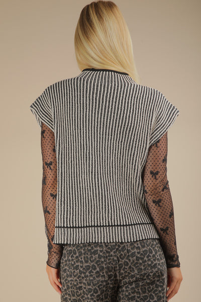 Two Tone Knit Sweater Vest
