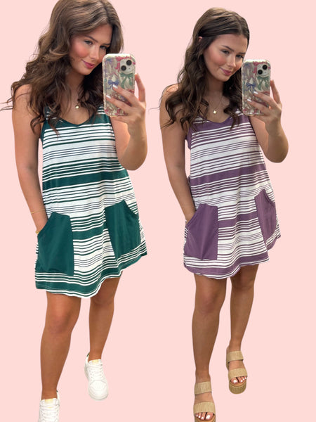 Striped Mini Dress W/ Shorts Inside