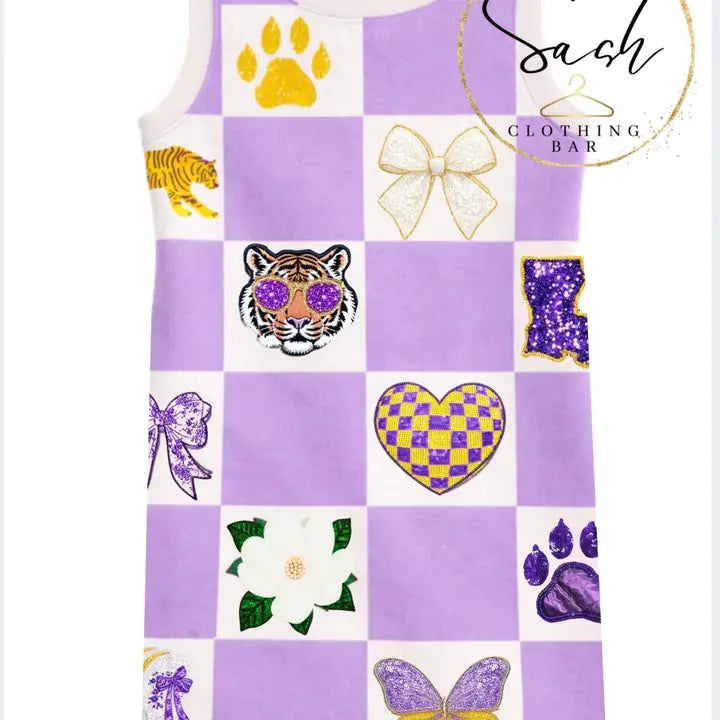 Purple Tiger Sequin Tank Dress