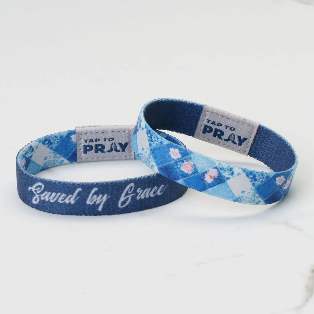 Tap To Pray Patchwork Saved By Grace Wristband