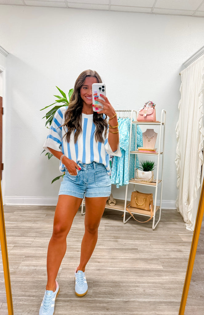 Striped Dolman Short Sleeve Top