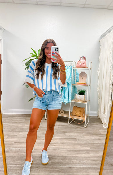 Striped Dolman Short Sleeve Top