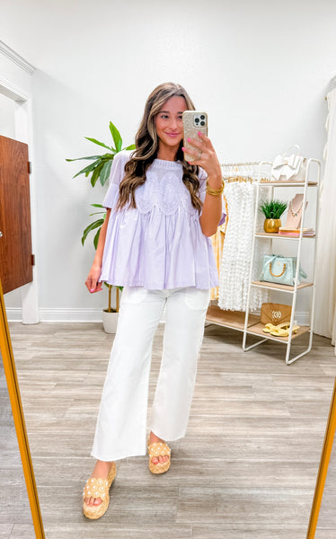 Mesh Combined Top With Applique