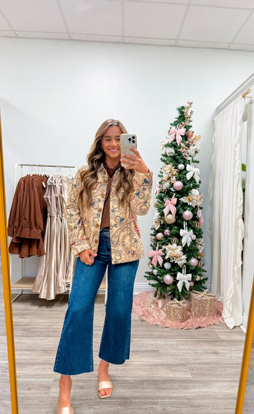 Detail Print Jacket W/ Front Flap Pockets