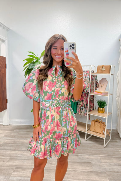 Floral Puff Sleeve Mini Dress