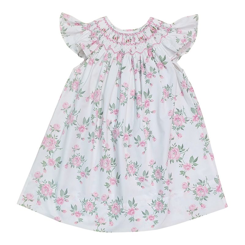 England Rose Floral Print Smocked Dress