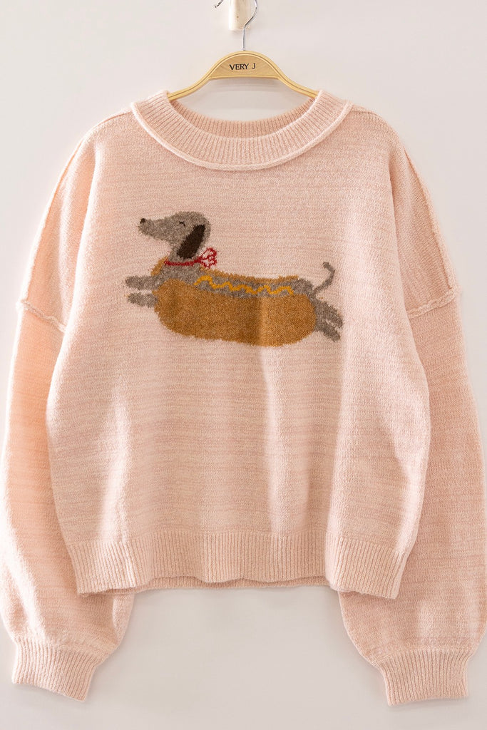 Hot Dog Dog Graphic Sweater