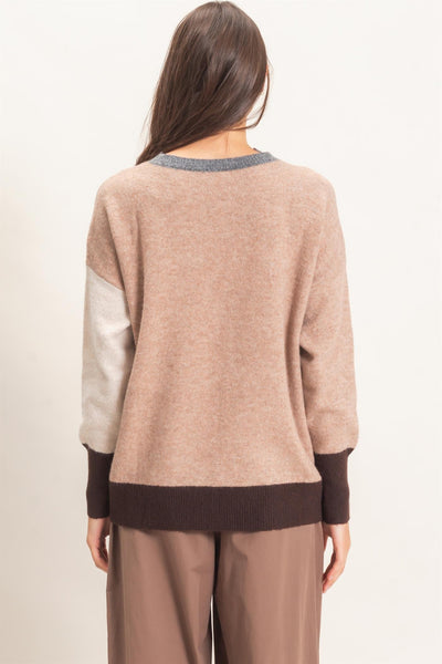 Colorblock Crew Neck Sweater