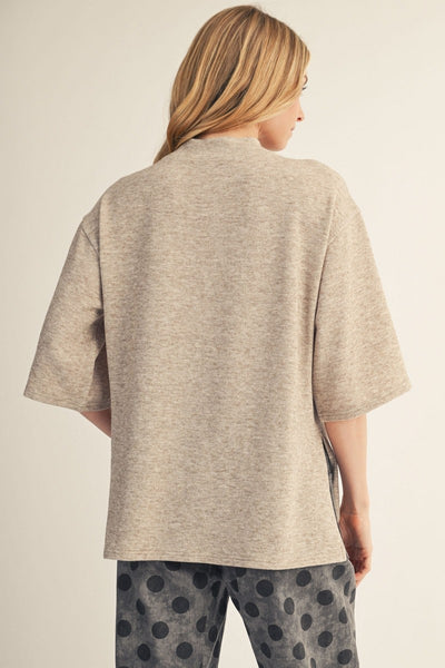 Side Slit Two Tone Comfy Sweater Top