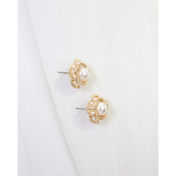 Dunkirk Embellished Gold Pearl Stud Earring