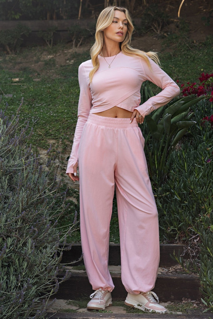 Cotton Lycra Crossover Long Sleeve Set
