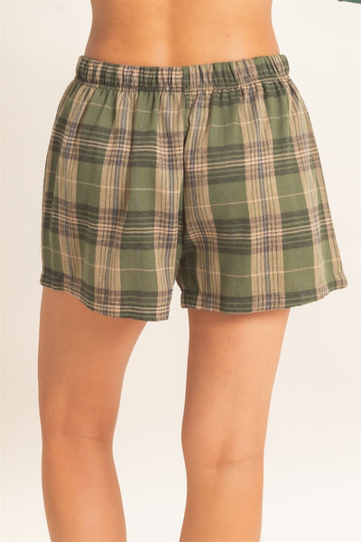Plaid Shorts With Button Front