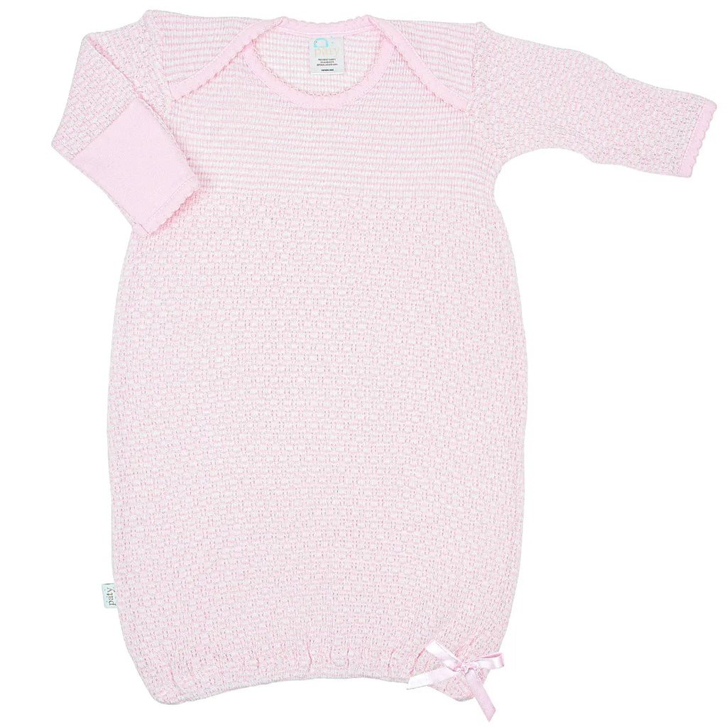 Paty Knit Overlap Shoulder Gown w/ Pima Trim-Pink