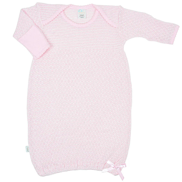Paty Knit Overlap Shoulder Gown w/ Pima Trim-Pink
