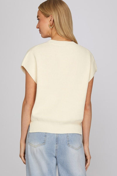 Round Neck Embroidered Sweater Top