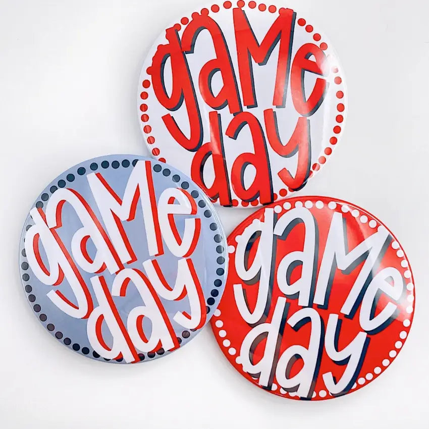 Red Polka Dots Game Day Pin