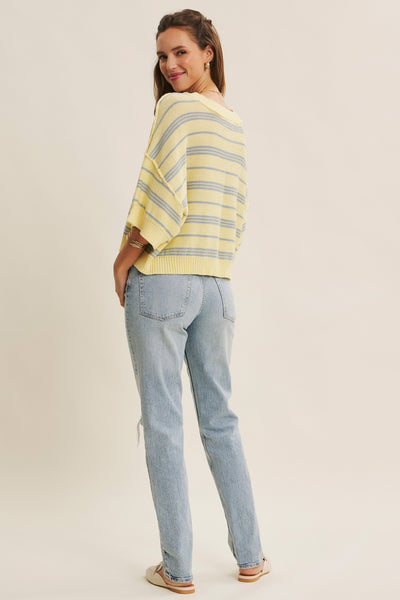 Stripe Sweater W/ Drop Shoulders