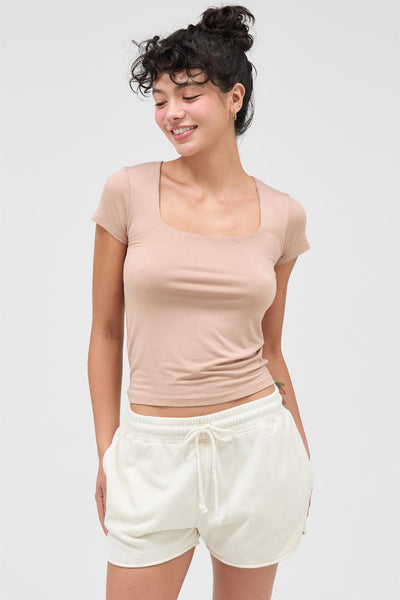Square Neck Cap Sleeve Top