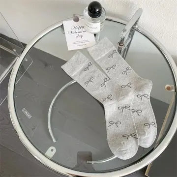 Sweet Ribbon Print Stacked Socks