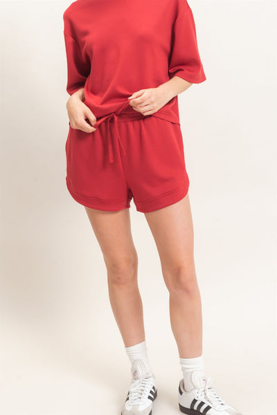Elastic Waistband Drawstring Shorts