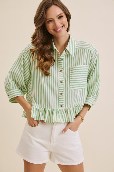 Stripe Button Down Oversized Top