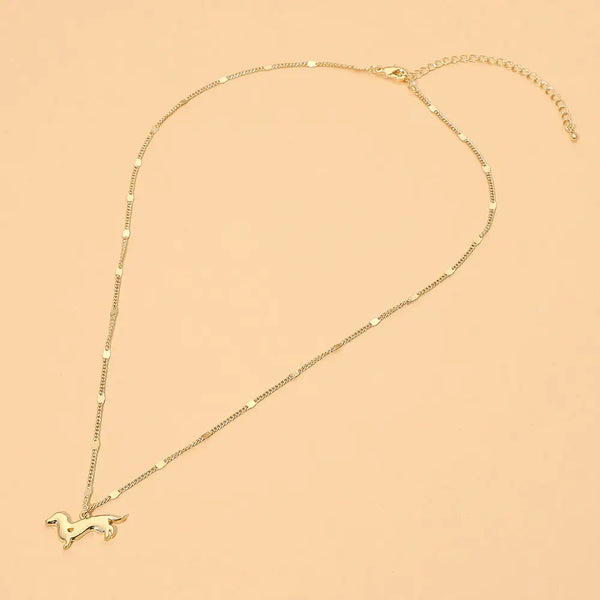18K Gold Dipped Dachshund Dog Pendant Necklace