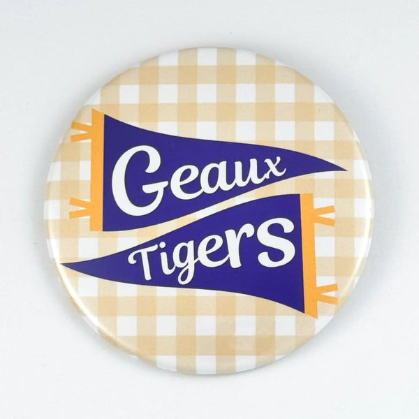 Geaux Tigers Button Gingham Yellow