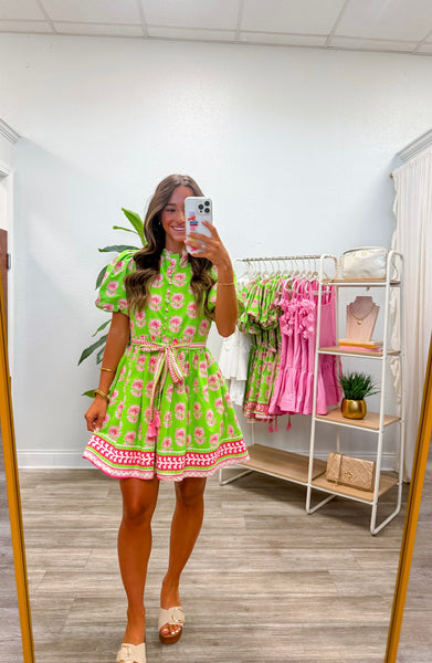 Floral Belted Button Down Mini Dress