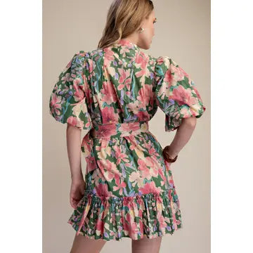 Floral Puff Sleeve Mini Dress