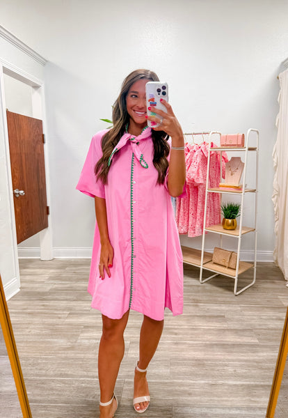 Solid Short Sleeve Mini Dress