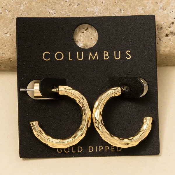 Gold Dipped Warped Hoop Earrings