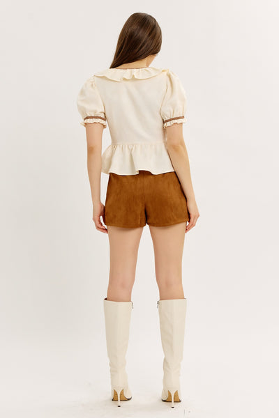 Textured Jacquard Puff Sleeve Blouse