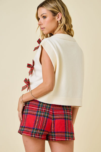 Cropped Button Down Sweater  Vest