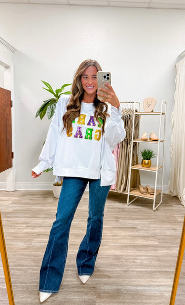 Sequin Mardi Gras Loose Fit Top