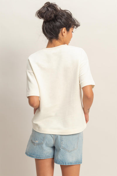 Textured Crew Neck Short Sleeve Top
