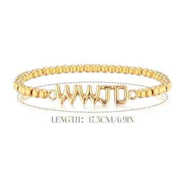 Christian Gold Tone Beaded Bracelet