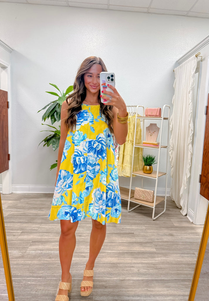 Bold Floral Poplin Shift Dress
