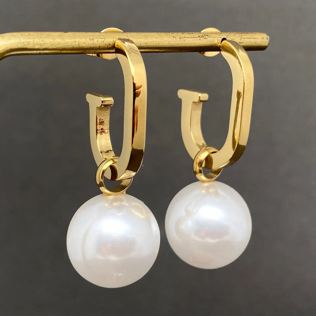 Pearl 18K Gold Plated Stud Earrings