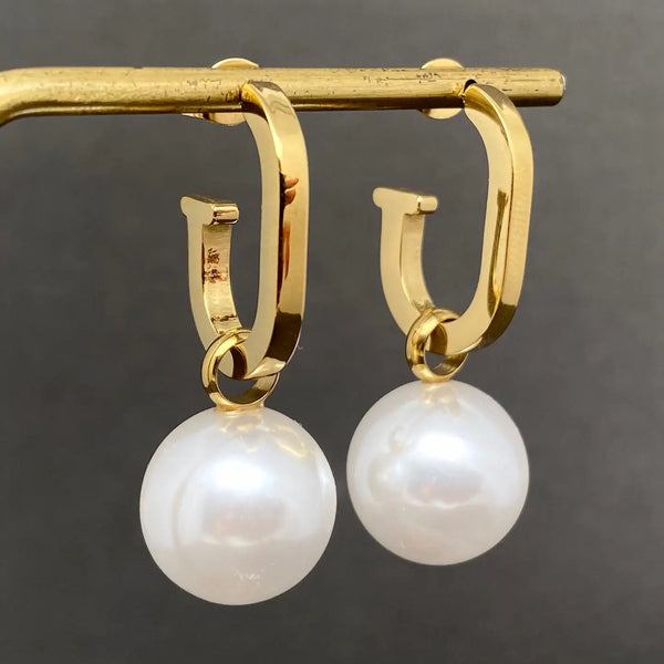 Pearl 18K Gold Plated Stud Earrings