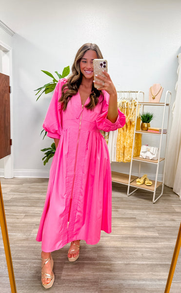 Solid ¾ Sleeve Midi Dress