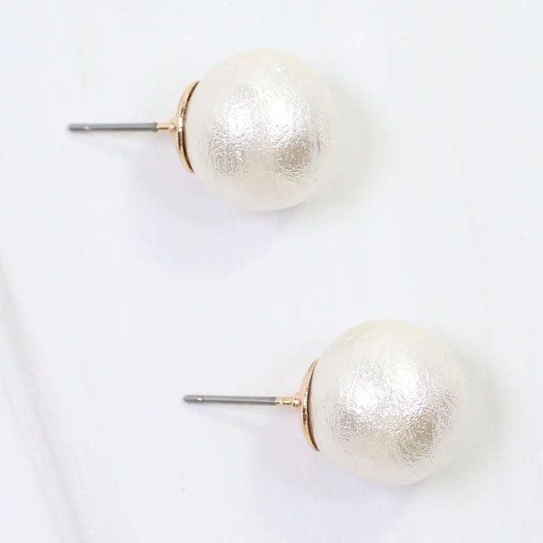 Alina Textured Pearl Stud Earring Cream