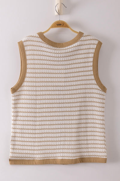 Stripe Knit Button Down Top