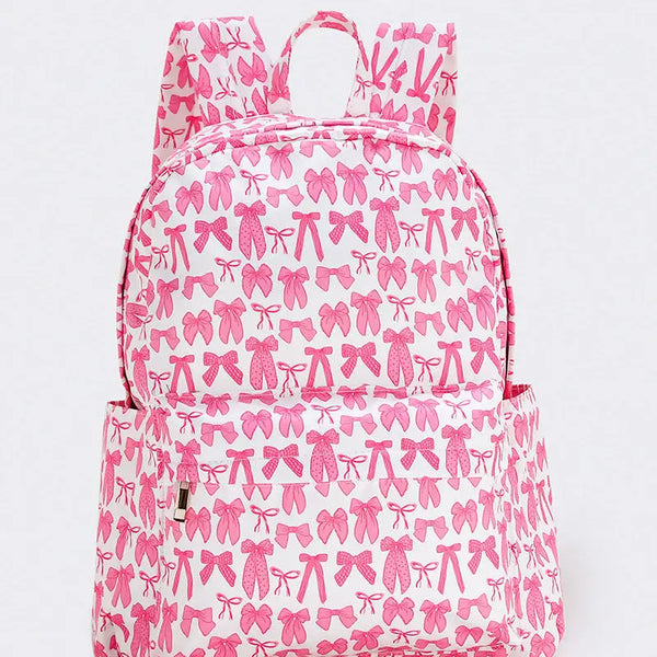 Bow Print Girls Canvas Backpack