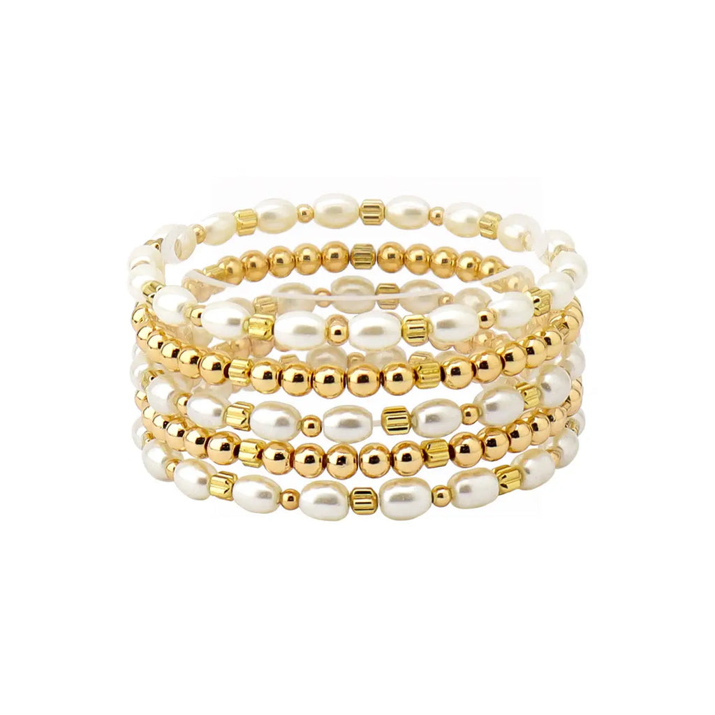 Pearl and Gold Bracelet Set