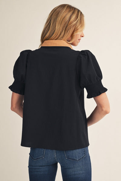 Contrast Accent Crinkled Solid Top
